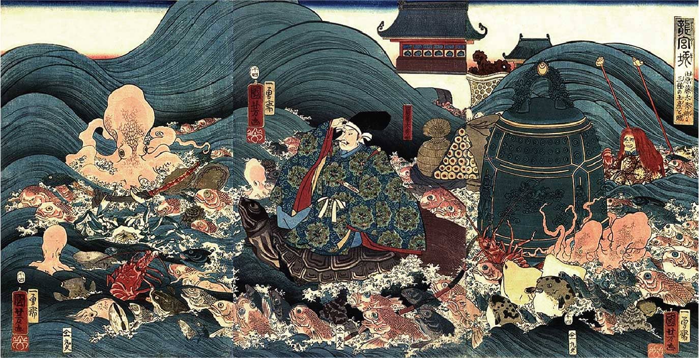 Utagawa Kuniyoshi  / Princess Tamatori Recovering the Sacred Jewel from the Dragon Palace